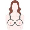 Accos Love BDSM Bondage Restraint - Seni da coppa B a D, Imbracatura sexy in pelle per donne, Kit BDSM Restraint per il petto, Reggiseno, Manette, Giocattolo sessuale Kinky (Nero M)
