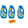 GALLIK Ace Detersivo Liquido Talco e Muschio Bianco - 3 Flaconi da 21 Lavaggi (Totale 63 Lavaggi) + Spugna Gallik