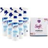 FEI FAN SET PULIZIA: 6x Quasar Detergente BAGNO Igienizzante Spray, Anticalcare, Elimina i Residui Di Sapone, Risciacquo Veloce 580ml + Panno In Microfibra SOFT, Panno Multiuso (Colori Assortiti)