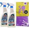 FEI FAN SET: Detergente Spray VIA MUFFA Rh. Sbianca e Igienizza Muri, Piastrelle, Fughe, Sbianca Le Macchie Nere Di Umidità In Modo Veloce 750ml + Panno SOFT In Lattice 30x30 (2 Flaconi + Panno)