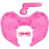 realGOOS Set da sposa con pistola ad acqua pisello ali d'angelo con piume e occhiali a forma di cuore addio al nubilato matrimonio sexy ferragosto hot al mare o in piscina
