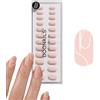 DOONAILS Soft Gel Press On Nails Set da 30 pezzi White Swirl Forma arrotondata Round Beige Bianco Unghie da incollare Full Cover in qualità da salone finte unghie morbide in gel medio naturale e