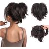 RPAEOY Coda Capelli Extension Sintetica Finta di Cavallo Posticci Artiglio Clip in Naturale Estensione Micro Ondulato Cavallo Dritta Corta e Disordinati Bun Extension per Donna (Marrone Nero)