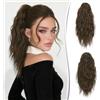 RUWISS Coda Capelli Extension con Pinza, Coda Finta Capelli Ricci 35 cm Coda Capelli Extension Ondulate Sintetici Coda di Cavallo per Donne (Castano Scuro e Castano Rosso)