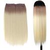 Ser Mulher Brianna Extension con Filo Invisibile - capelli Lisci, lunghi- 1 Tessitura con 4 Clip e filo invisibile da 45cm e 60cm (Champagne degradee, 60cm)
