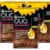 Garnier Olia Tinta Capelli Permanente Senza Ammoniaca Colorazione con Oli di Fiori di Origine Naturale ad Azione Illuminante e Nutriente Colore 6.35 Castano Chiaro Cioccolato - 3 Confezioni