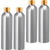 BPZXL 4 Pezzi 250ml Argento Alluminio con Oro Coperchio a Vite in Alluminio Flacone per Bottiglia, Cosmetica, Viaggio Riutilizzabile