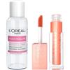 Maybelline New York Lifter Gloss Lucidalabbra con Acido Ialuronico Colore 007 Amber + Acqua Micellare Detergente Delicato Viso Occhi e Labbra Formato Viaggio 30ml - 2 Cosmetici
