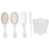 Angoily Set da 5 Pezzi per Chioma con Specchio Vintage, Spazzola Indolore con Setole per Massaggio del Capelluto, Pettine in Plastica Bianco e Portaoggetti da Tavolo per Ragazzo Ragazza