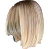 Generisch 2026 parrucca bionda bob corta liscia capelli umani parrucca da donna naturale diritta quotidiana festa cosplay styling (oro rosa, taglia unica)