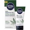 NIVEA MEN Crema idratante viso ultra lenitiva Sensitive Pro (1 x 75 ml), Crema viso con olio di canapa biologico, cura uomo idratante e lenitivo con formula vegana