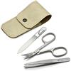 Mont Bleu set manicure da 3 pezzi con limetta per unghie in vetro, con astuccio vegan-friendly in ecopelle | Forbici italiane - Lima per unghie in vetro boemo - Astuccio tedesco