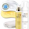 IYO SKIN MILANO COSMETICS Iyoskin Detergente Viso Doppia Detersione con Olio Detergente Viso 100ml e Mousse Detergente Viso 150ml in Omaggio Panno in Microfibra Per Tutti I Tipi Di Pelle