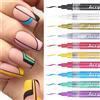 Lcmei Pennarello per manicure a curva ultra sottile da 10 colori, penne a punta fine per nail art impermeabili 3D per dipingere le unghie, pittura di bellezza fai-da-te ad asciugatura rapida (10pcs)