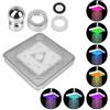 GBZIJIE Soffione Doccia, Doccino Per Doccia Sensore di temperatura a 3 colori Soffione doccia quadrato fisso a pioggia Spray superiore Soffione doccia a LED a cambiamento graduale a 7 colori(7 color square)