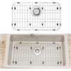 DPZM Griglia per lavello in acciaio inox, 58 x 33 cm, protezioni per lavello da cucina, protezione per lavello con scarico posteriore per vasca singola, griglia inferiore per lavello, griglia