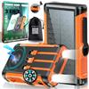 BIBRABY® Super Power Bank Solar Wireless 3 in 1 da 26800 mAh + manovella per ricarica di emergenza + 5 porte di ricarica rapida 22,5 W | caricatore solare | caricatore portatile | batteria solare