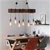 AUCF Lampadario in Legno Retrò Industriale Sospensione Luce Ferro Battuto E27 Altezza Regolabile Illuminazione Luci Soggiorno Plafoniera Ristorante Bar Caffetteria Decorazione Hanging Lamp,6 heads