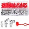 YIXISI 50 Pezzi M6 Grasso Raccordo Assortimento, Dritti 90° 45° Set di Ingrassatori, Nipplo di Lubrificazione Ldraulico, con Tappo per Ingrassatori Plastica, per Attrezzature Meccaniche