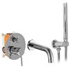 Rea - Lungo Rubinetto Vasca Da Incasso Cromo + Miscelatore Vasca Box Con Doccetta In Ottone Per Bagno Caldo E Freddo Orientabile (Cromo) 16x16x16cm