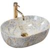 Rea - Lavabo Da Appoggio, Amelia Rustrstone 48, Ovale Beige