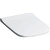 Geberit Sedile WC quadrato Keramag Smyle Slim con rivestimento, avvolgente, antibatterico, cerniere QuickRelease, bianco, con chiusura ammortizzata