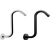 HEBEOT Staffa per doccia con flangia a S rialzata in acciaio a scomparsa braccio doccia a parete asta di prolunga per soffione doccia (nero)