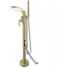 SJQKA Rubinetto Vasca Freestanding Cascata, Miscelatore Ottone Montaggio A Pavimento Con Doccetta Per Vasca (Oro Spazzolato-B)