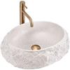 Rea - Lavabo Da Appoggio Ovale Mika, Beige, Effetto Pietra, Grigio, Pietra Artificiale (Pietra Composita Artificiale), 48X38X11,5Cm