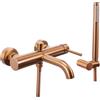 Rea - Rubinetto Vasca Da Bagno Lungo Copper Brush Miscelatore Vasca Con Doccetta In Ottone Per Bagno Caldo E Freddo Regolabile (Rame Spazzolato) 19x4,5x25cm