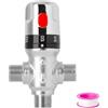 WiseWater Valvola miscelatrice termostatica con filettatura 1/2 NPT, ottone cromato a 3 vie Valvola di controllo della temperatura costante Fahrenheit Scala Mark Rubinetto del bagno e valvola di