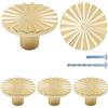 YuGtcen 5 pomelli per armadietti in metallo dorato, grandi pomelli per cassetti in lega di zinco, maniglie vintage per cassettiere, armadi, cucina, camera da letto, bagno (rotonde, oro spazzolato)