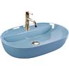 Rea - Lavabo Da Appoggio Aura 61 In Ceramica,Blu, Ovale 61X41X13cm