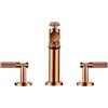 KJHONG Rubinetto per lavabo da bagno, 3 fori, in ottone, doppia maniglia per acqua fredda e calda (oro rosa)