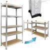 ECD Germany Scaffale Officina Carichi Oggetti Pesanti Lavoro Garage Magazzino Scantinato - 200x100x50 cm - Portata fino a 750 kg - Scaffalatura 5 Ripiani Metallo Senza Bullone Pannelli in MDF Robusto