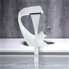 KLOOLIVE Rubinetto per lavabo bianco a cascata, rubinetto moderno con design elegante per bagno, rubinetto per lavabo, miscelatore monocomando, miscelatore monoleva, acqua fredda e calda