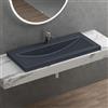 doporro Lavabo ad Incasso Soprapiano Lavabo Bagno da Appoggio Rettangolare 100x48x13 cm Antracite Opaco, Lavandino in Marmoresina con Foro Rubinetto e Troppopieno Colossum01