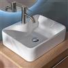 NORBE | Lavabo da appoggio in Ceramica | Dim: 48 x 37,5 cm | Lavandino in appoggio | Lavandino bagno design rettangolare senza piletta | lav-006-50-bi(48x37,5 cm)