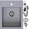 empiria SINK QUALITY SINK QUALITY lavello grigio 40 x 50 cm - lavello in granito grigio con sifone e impregnazione - lavello senza scolapiatti - piccolo lavello per cucina per sottolavelli a partire da 40 cm di larghezza