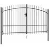 vidaXL Cancello per Recinzione a Doppia Anta Woerden con Punte Robusto Durevole Privacy con Serratura e Chiavi Ingresso Pedonale in Acciaio 299,5x224,5 cm Nero