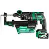 HiKOKI Akku Bohr- & Meißelhammer DH36DPE (36V, 3.2 J, Staubabsaugung, Brushless, LED, Bohrtiefenmanagement, SDS-plus-Werkzeugaufnahme, Zubehör, Koffer, inkl. 2x 2.5 Ah Akku und Ladegerät))