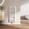 EMKE Scaldasalviette termoarredo, 100 x 40 cm, bianco colore, radiatore scaldasalviette ad acqua calda, termoarredo da bagno con collegamento centrale