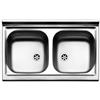 Negrari Vasche Inox 80502P Lavello a 2 Vasche Lavandino Da Incasso per Cucina in Acciaio Misura 80x50 H16,6 cm Con Sifone Autopulente Completo di Piletta e Troppopieno