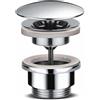 Sphera Piletta click clack in ottone cromato universale con e senza troppo pieno 11/4