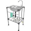 Zoobotanica Lavello Mobile, Lavello da Cucina in Acciaio Inox, Lavello a Colonna con Rubinetto, Lavello per Esterno, Lavello in Acciaio Inox per Ristorante, Lavanderia, Garage (48 x 35 x 83 cm)