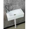 XRB2050 Lavandino a Muro in Resina PP, 40x20x11cm/15.7x7.9x4.3inch Lavandino Bagno Rettangolare per Piccolo Guardaroba Bagno Wc Degli Ospiti Bianco E - Rubinetto dell'acqua Calda e Fredda