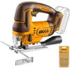 Ingco Cjsli1008 Seghetto Alternativo a Batteria 20 V Brushless Taglio Legno Metallo Dritto 45° 5 lame Solo corpo