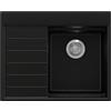 PRIMAGRAN Lavello da Cucina Nero 62x50cm, Lavandino in Granito a 1 vasca + Sifone Classico, Lavabo da Cucina Incasso al Mobile 40cm - Sydney Ergo S001