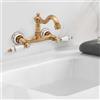 EurHomePlus Rubinetto da cucina oro vintage, girevole da parete, miscelatore a due maniglie