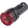 perfk DC 24V 22mm LED Rosso Flash Indicatore Luminoso Con Cicalino